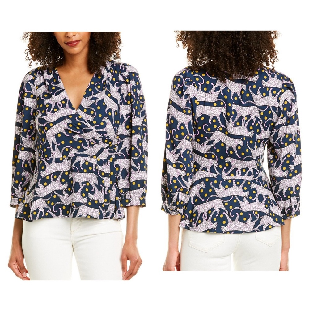 NWT Kate Spade Panther Dot Wrap Blouse 6